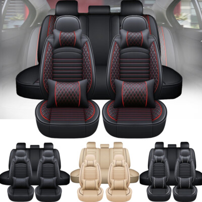 Full Set 5-Seat Leather Seat Covers For Toyota Cars - Front & Rear, Airbag Compatible