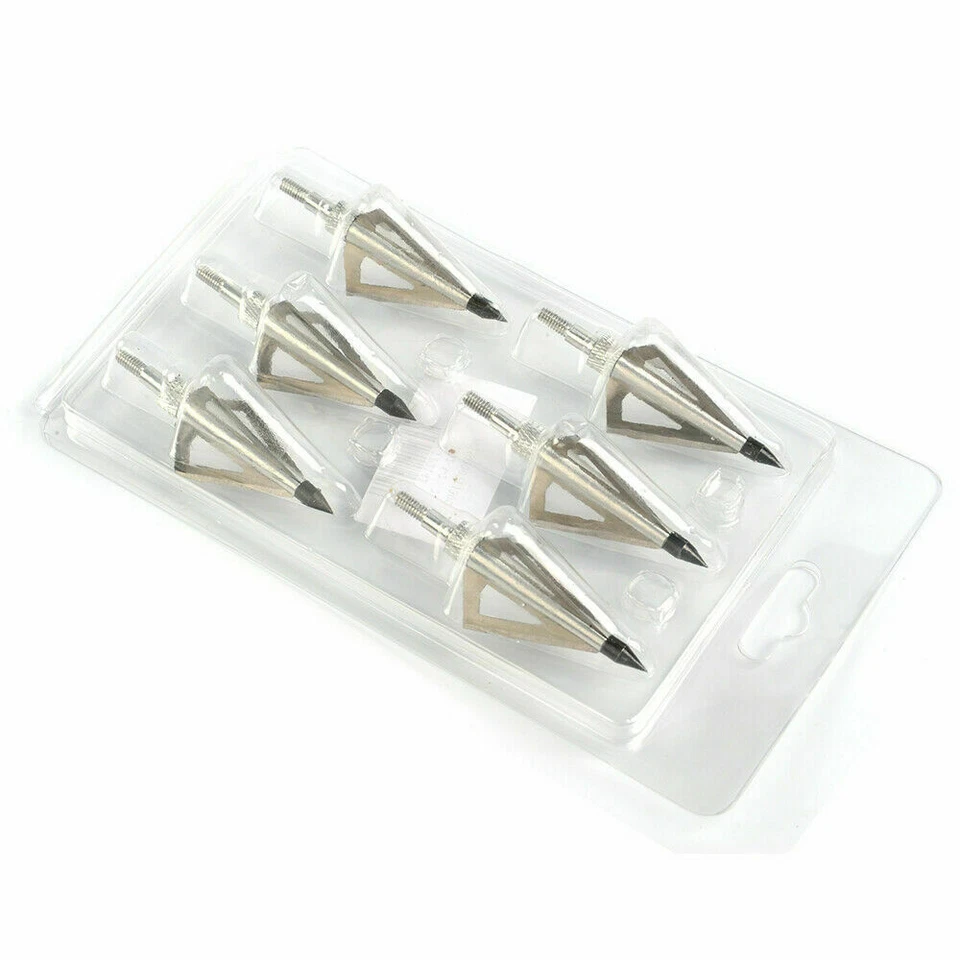 6pcs 125 Grain Archery Hunting 3-Fixed Blade Broadheads Bow Arrow Screw Tips - Image 2 of 4