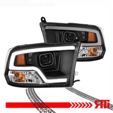 Black Projector DRL Outline Fiberoptic 09-18 Dodge Ram 1500 2500 3500 Pick up