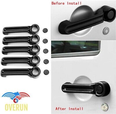 FOR 2006-2018 JEEP WRANGLER JK GLOSSY BLACK DOOR HANDLE+TAILGATE COVER OVERLAYS