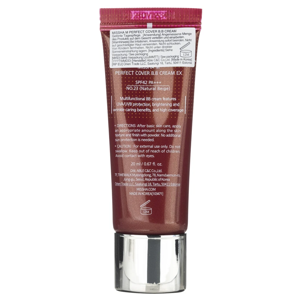 Missha M Perfect Cover BB Cream Farbton Natural Beige Nr. 23, 20 ml - Bild 4 von 4