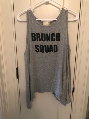 Enough About Me Gray Brunch Squad Tank Top Size Large Workout Yoga NWT New