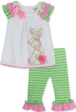 Rare Editions Little Girl's Easter Bunny Seersucker Tunic  Legging Set-6 or 6X