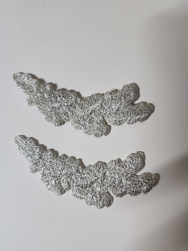 Pair Of VTG Military Silver Leaf Hat Patches