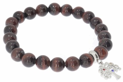  Tigerauge rot Kugel 8mm Armband & Baum des Lebens - individuelle Größe AB630