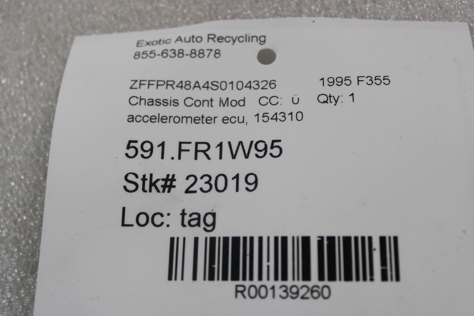 Ferrari F355, 456GT, 456M, F50, Accelerometer Control Module, Used, P/N 154310