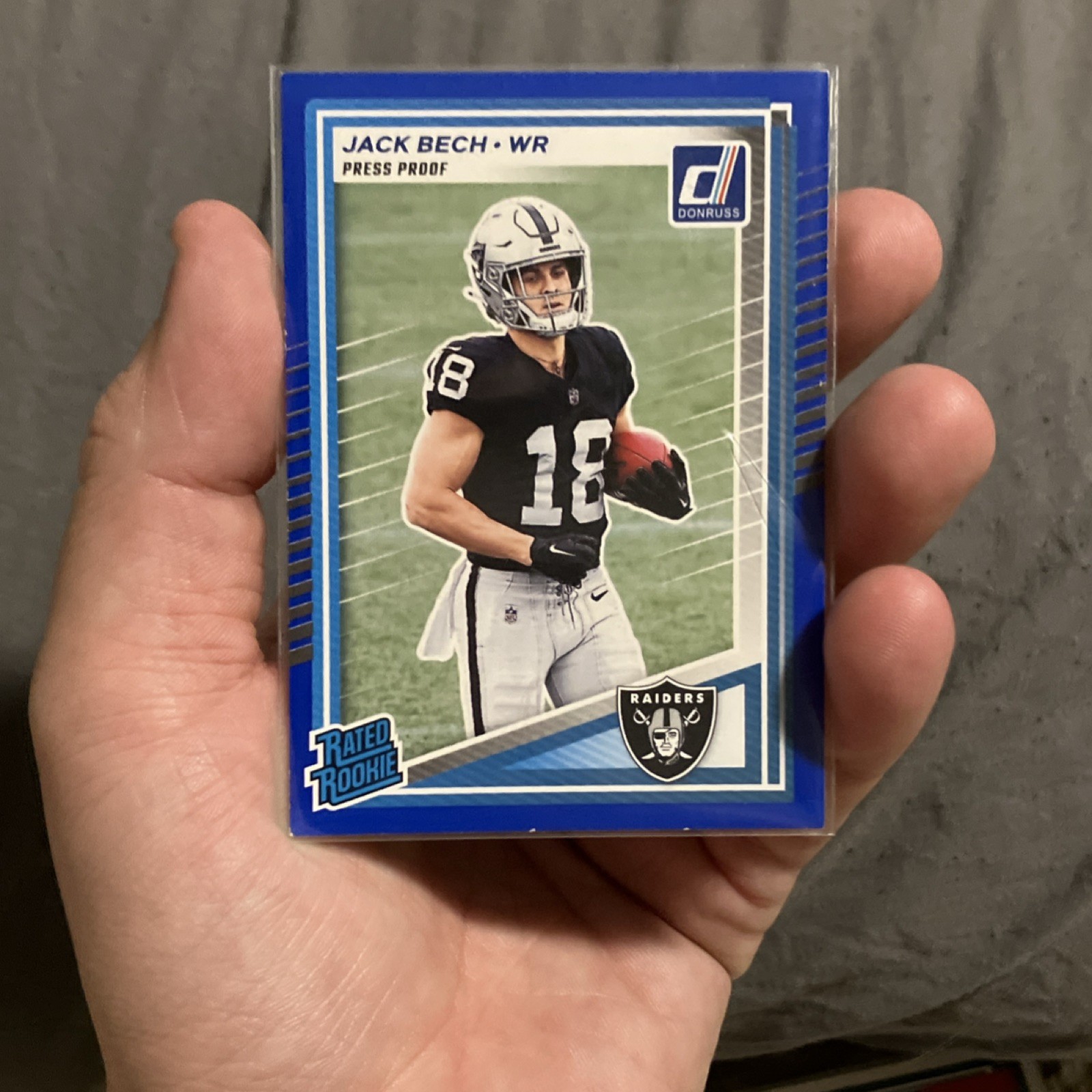 2025 Panini Donruss - Rated Rookie Jack Bech Press Proof Blue #320 Raiders