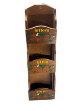 Vintage Wooden Wall Mail Organizer – Bills, Letters & Misc Painted Folk Art
