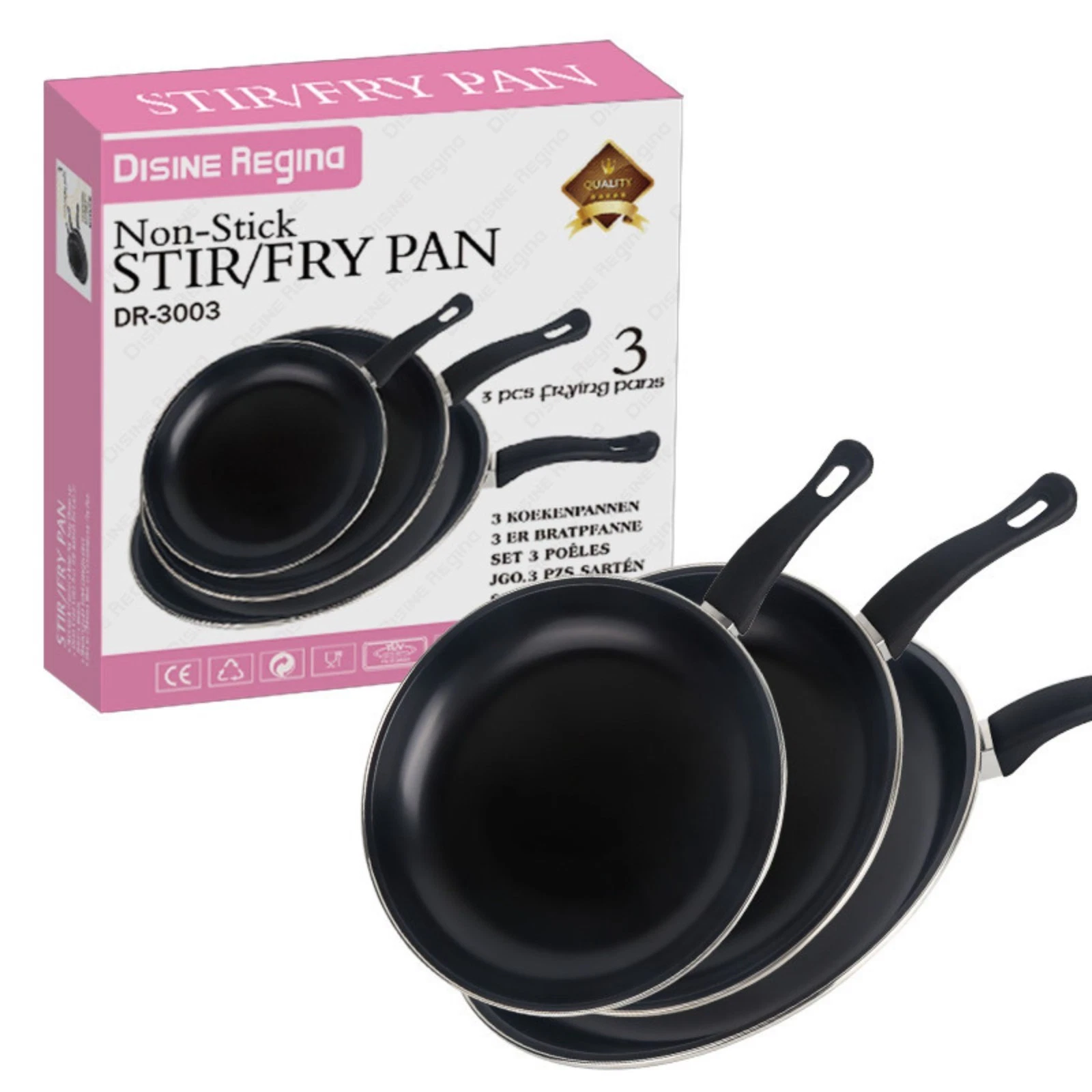 Stainless Steel Pan Set Metal Non-Stick Cook Frying Pan 3-Piece (8", 9.5" & 11")