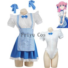 Anime Bocchi The Rock Gotoh Hitori Cosplay Costume Wig Blue Lattice Lovely Maid