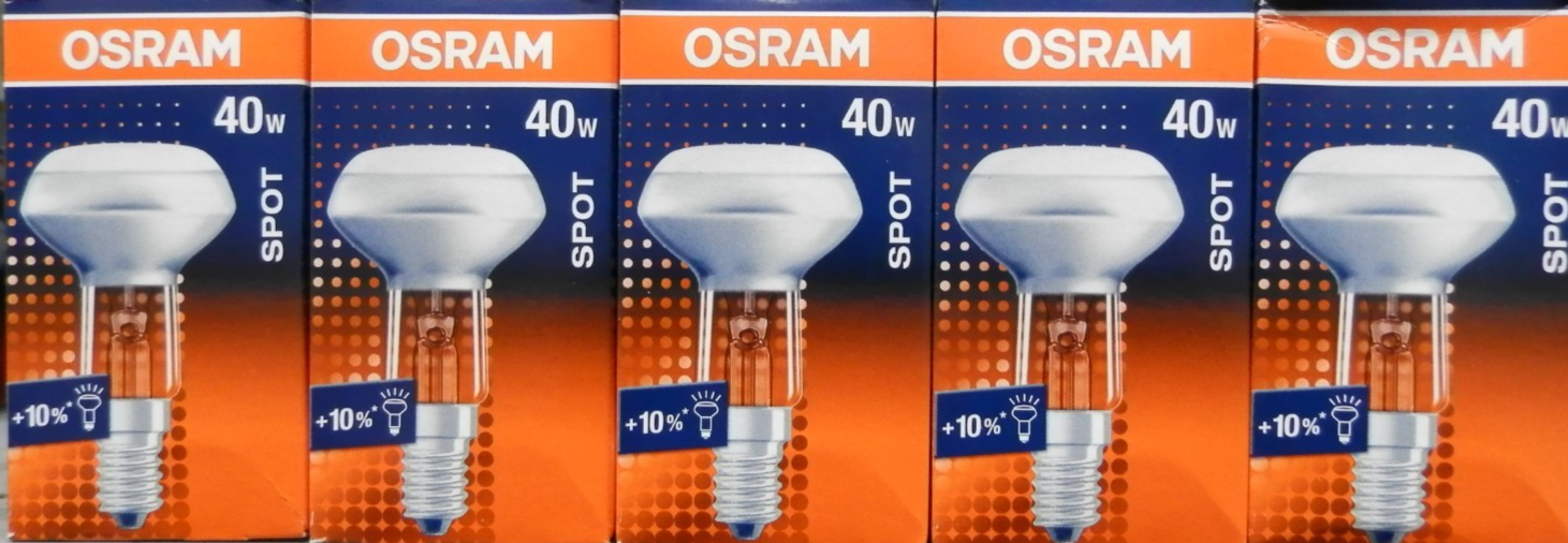 5X OSRAM SPOT CONCENTRA  R50 SP40  40W SES/E14 30° (5 LAMPS/BULBS)
