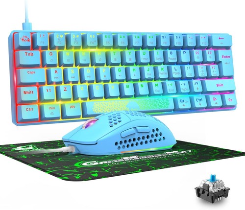 Mechanical Gaming Keyboard & Mouse Combo Set, RGB Backlit Keys, Dedicated Multi - 第 1/9 張圖片