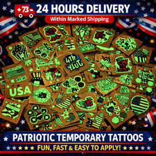 108 PCS Patriotic Temporary Tattoos Glow USA 4th of July Party Decor