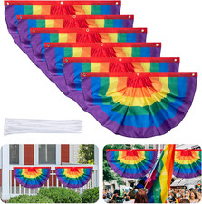6PCS Rainbow Pride Bunting Flag, 3 X1.5 Ft Rainbow Pleated Fan Flag Banner Rainb