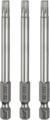 3 Stück T27 Torx Bit Set Schraubendreher Bitsatz 1/4 Zoll Sechskantschaft 80mm L