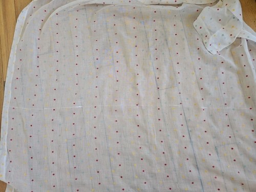 Vintage 40s Curtains 3 Panels Sheer Yellow Red Green Polka Dot Retro Kitchen - Picture 9 of 10