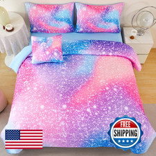 Rynghipy 6Pcs Girls Bedding Set Full Size Colorful Rainbow Comforter Set For