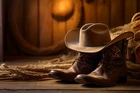 Western Art Cowboy Hat Boots Oil painting Printed on Canvas Home Art Wall Decor