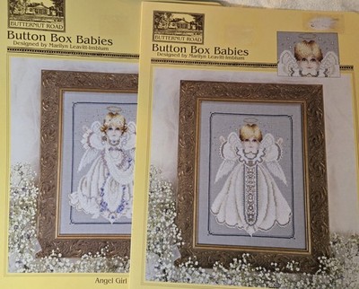 Button Box Babies Angel Boy & Angel Girl Butternut Road Cross Stitch Lot Of 2