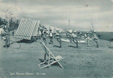 1792 CARTOLINA IGEA MARINA TRATTA GIOCO ALLA CORDA FUNE ANIMATA VIAGGIATA RIMINI