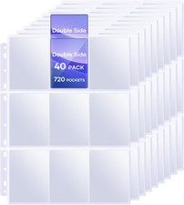 40 Pages 9-Pocket Trading Card Sleeves Fits 3-Ring Binder Holds 720 Cards