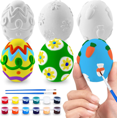 3D Easter Egg Painting Kit - Easter Craft Kit Includes Molds, Paint, Brushes for