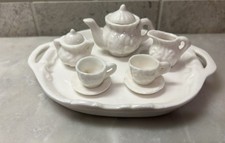 Vintage Miniature Mini Dollhouse Tea Set White Fruit Design 10 Piece