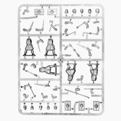 #ad Oathmark Human Heavy Infantry Sprue w 5 28mm Fantasy Roleplaying Miniatures $11.99