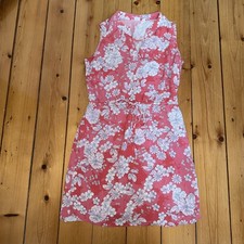GAP Womens Pink Floral Sleeveless Drawstring Waist Pocket Dress with pockets M