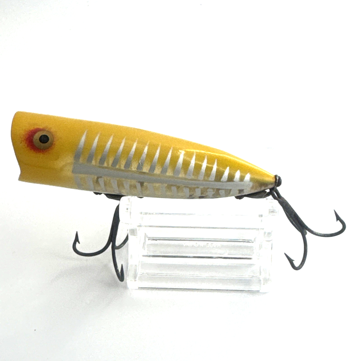 Vintage Heddon CHUGGER SPOOK Fishing Lure Rare Yellow Silver w
