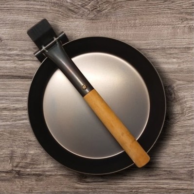 Jägerpfanne Ø24 cm mit Klappgriff aus Holz Kohlenstoffstahl Bushcraft Camping