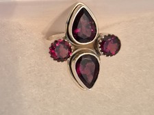 Natural Garnet Gemstone with 925 Sterling Silver Ring for Women Size 6