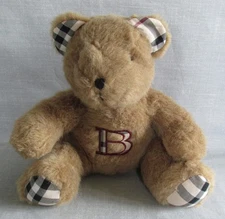 BURBERRY TEDDY BEAR PLUSH STUFFED NOVA CHECK PAWS EARS & "B" LOGO 9" TOY ANIMAL
