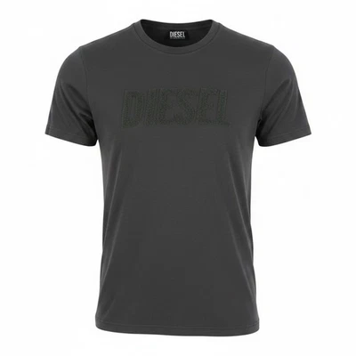 Diesel T-Diegor-Big-Crew Hommes T-shirt M Gris Moelleux Logo Col Manches Courtes - Photo 1/4