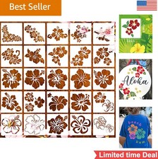 Hibiscus Flower Stencils for Painting 6x6 Inch 25 Piece PET Plastic Reusable