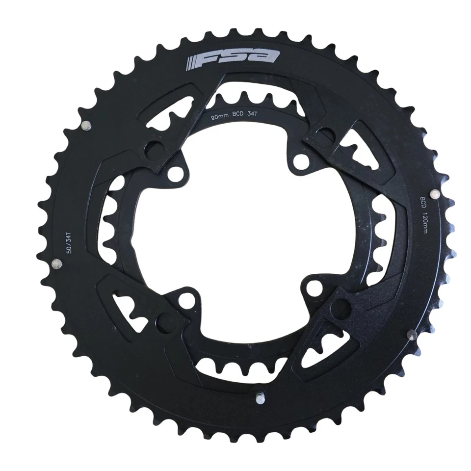 FSA Road bike Chainring Set 50T 34T Alloy 11 speed 120BCD 90BCD 4 Bolt - Image 2 of 4