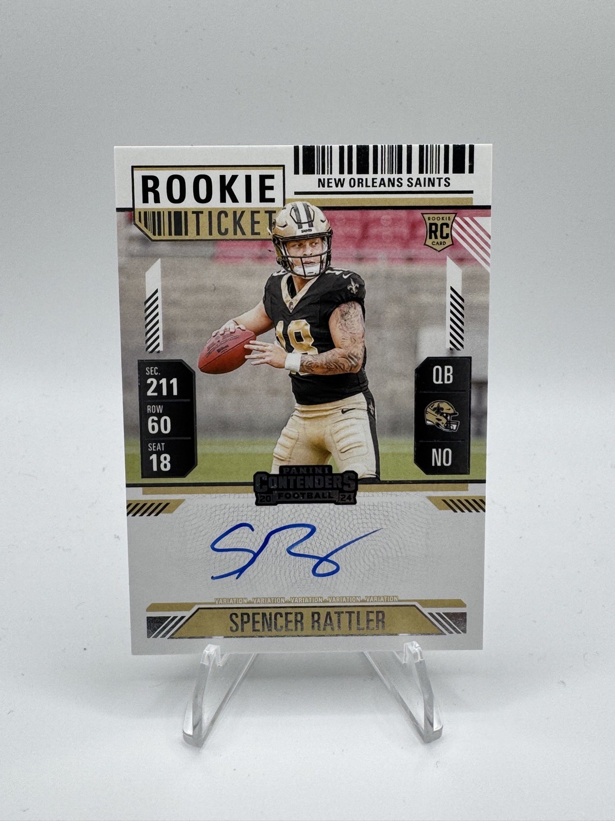 2024 Panini Contenders Spencer Rattler Rookie Ticket Variation Auto Saints #116