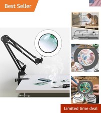 10X LED Magnifying Lamp with Clamp, Real Glass Lens, 3 Color Modes and Steple...