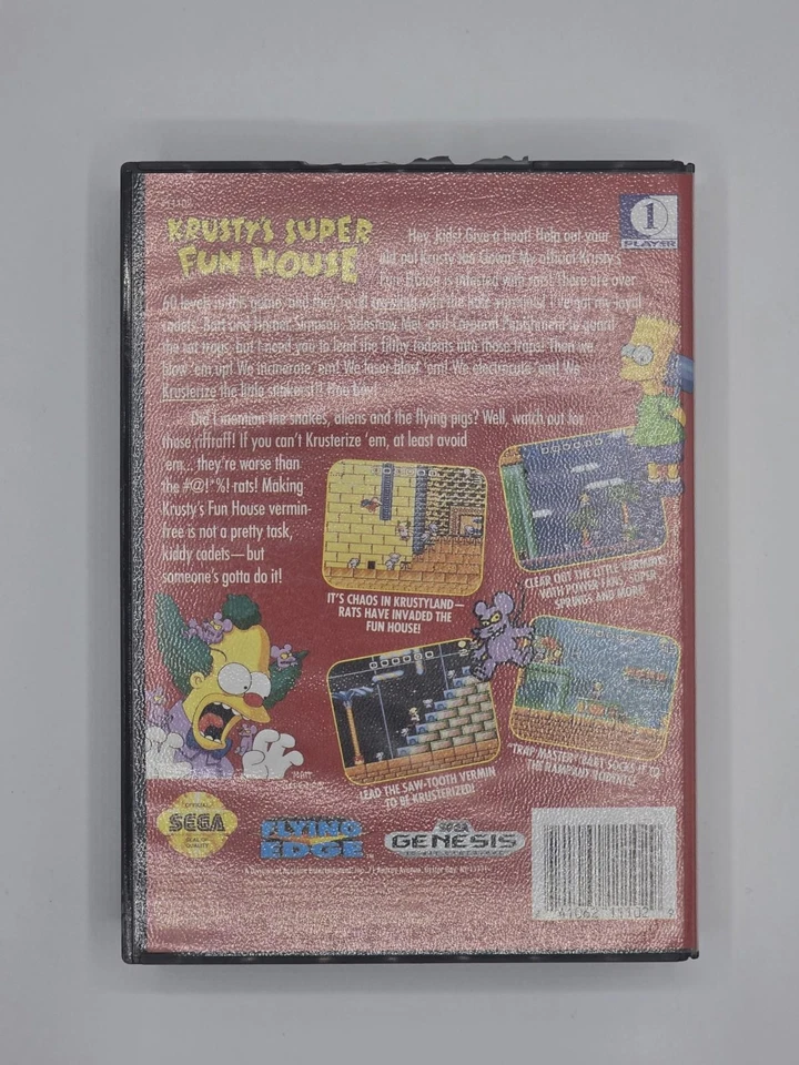 Krusty's Super Fun House -Sega Genesis TESTED (CIB) Complete In Box 1993 - Image 2 of 4