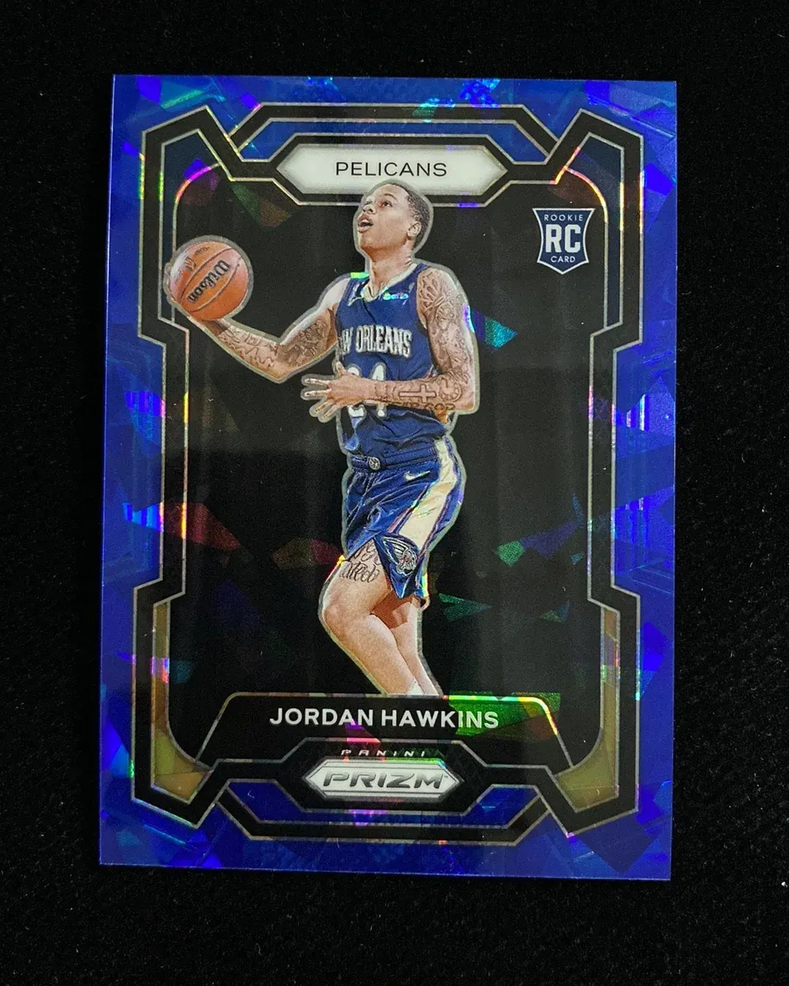 2023-24 Panini Prizm Jordan Hawkins #130 Blue Ice 125/125 RC Rookie Pelicans-L32