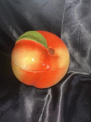 HomeWorx By Harry Slatkin Peach Ceramic Candle Vessel Jar Lid Farmstand Decor