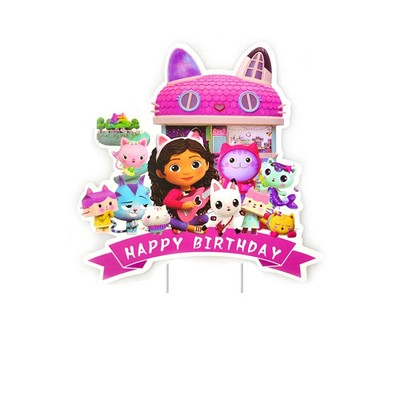 Kinder Gefälligkeiten Gabbys Dollhouse Kuchen Topper Karte Banner Dekorationen