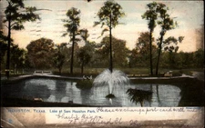 Lake Sam Houston Park Houston Texas vintage postcard e888