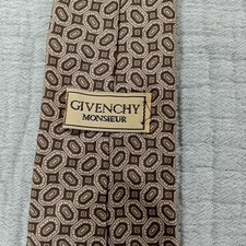 VTG Givenchy Monsieur Silk Tie Beige Gold Paisley Classic Retro Old Money Class