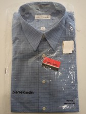 Pierre Cardin Men's Long Sleeve Dress Shirt Blue Checked Size 15.5 34/35