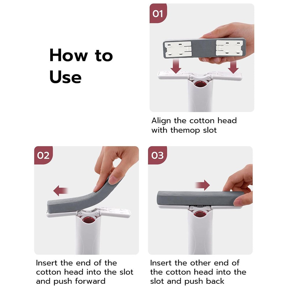 Mcbazel Portable Mini Cleaning Mop with 2 Sponge Heads & Squeeze Handle Wet Dry
