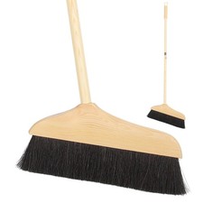 Horsehair Broom for Hardwood Floors, Soft Bristle Indoor Sweeping Brush with ...
