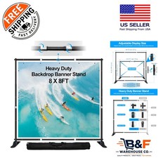 8x8ft Adjustable Heavy-Duty Backdrop Stand for Events  Photography
