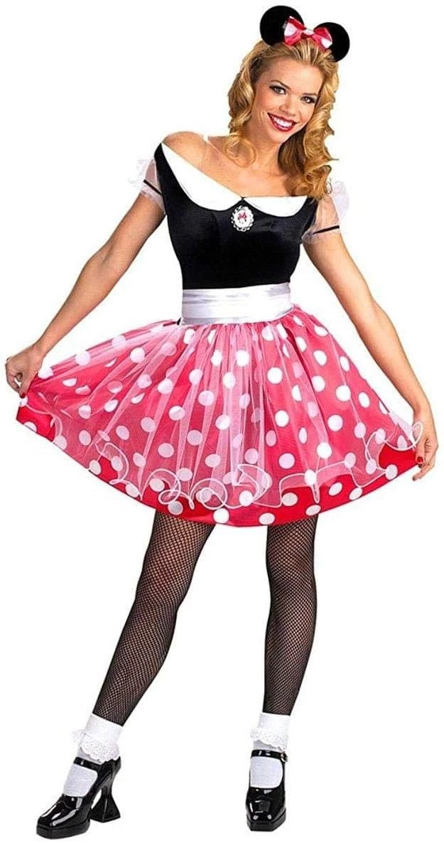 Minnie Mouse Disney Classic Polka Dot Cute Fancy Dress Halloween Adult Costume