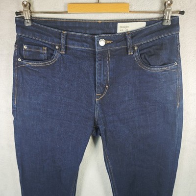 Esprit Jeans Damen Hose Gr. W29/L34 Blau Straight Gerade Beim Baumwolle elasthan